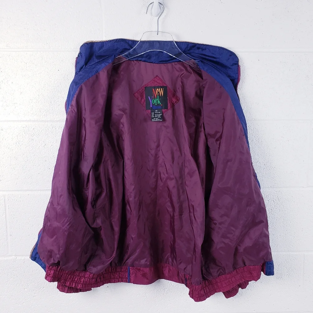 Vintage 80s Boho‎ Track Suit Swishy Purple Floral Geometric Pattern Medium - Picture 4 of 14